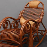 Modern Cane Rocking Armchair with Track Arm